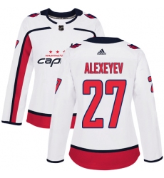 Women's Adidas Washington Capitals #27 Alexander Alexeyev Authentic White Away NHL Jersey