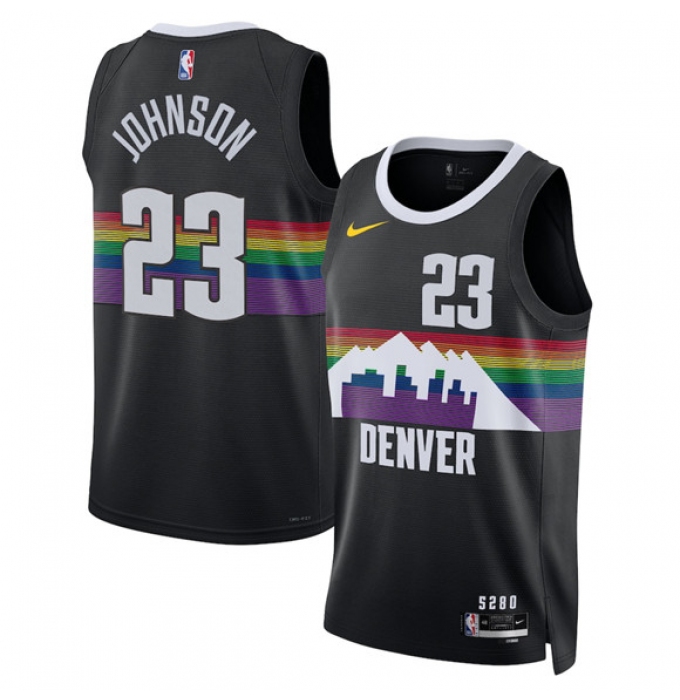 Men's Denver Nuggets #23 Cameron Johnson Black 2025-26 City Edition Stitched Basketball Jersey