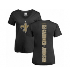 Football Women's New Orleans Saints #22 Chauncey Gardner-Johnson Black Backer Slim Fit T-Shirt