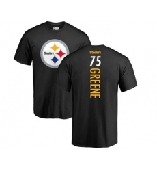 Football Pittsburgh Steelers #75 Joe Greene Black Name & Number Logo Long Sleeve T-Shirt