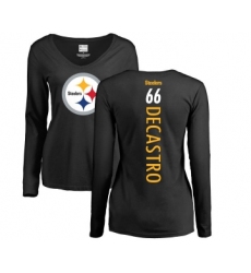 Football Women's Pittsburgh Steelers #66 David DeCastro Black Backer Slim Fit Long Sleeve T-Shirt