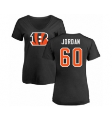 Football Women's Cincinnati Bengals #60 Michael Jordan Black Name & Number Logo T-Shirt