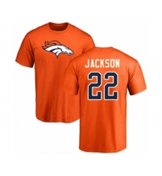 Football Denver Broncos #22 Kareem Jackson Orange Name & Number Logo T-Shirt