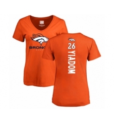 Football Women's Denver Broncos #26 Isaac Yiadom Orange Backer T-Shirt