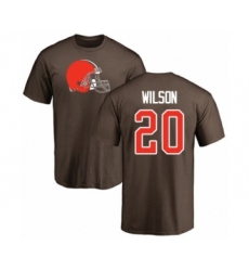Football Cleveland Browns #20 Howard Wilson Brown Name & Number Logo T-Shirt