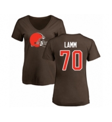 Football Women's Cleveland Browns #70 Kendall Lamm Brown Name & Number Logo T-Shirt