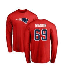 Football New England Patriots #69 Shaq Mason Red Name & Number Logo Long Sleeve T-Shirt