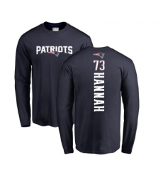Football New England Patriots #73 John Hannah Navy Blue Backer Long Sleeve T-Shirt