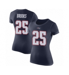 Football Women's New England Patriots #25 Terrence Brooks Navy Blue Rush Pride Name & Number T-Shirt