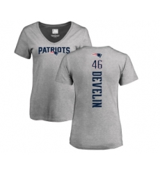 Football Women's New England Patriots #46 James Develin Ash Backer V-Neck T-Shirt