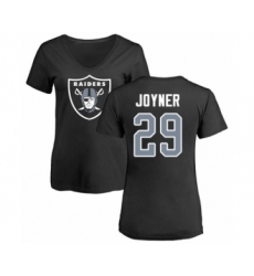 Football Women's Oakland Raiders #29 Lamarcus Joyner Black Name & Number Logo T-Shirt