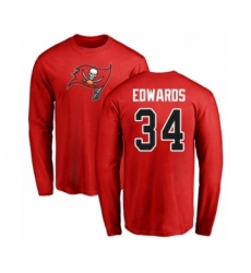 Football Tampa Bay Buccaneers #34 Mike Edwards Red Name & Number Logo Long Sleeve T-Shirt