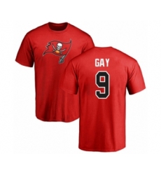 Football Tampa Bay Buccaneers #9 Matt Gay Red Name & Number Logo T-Shirt