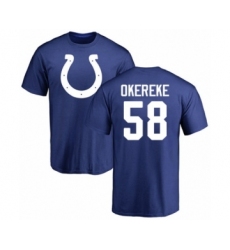 Football Indianapolis Colts #58 Bobby Okereke Royal Blue Name & Number Logo T-Shirt