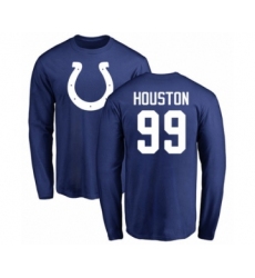 Football Indianapolis Colts #99 Justin Houston Royal Blue Name & Number Logo Long Sleeve T-Shirt