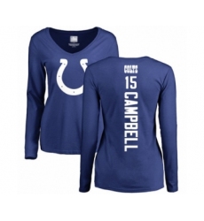 Football Women's Indianapolis Colts #15 Parris Campbell Royal Blue Backer Long Sleeve T-Shirt