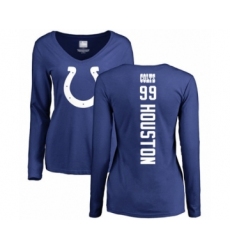 Football Women's Indianapolis Colts #99 Justin Houston Royal Blue Backer Long Sleeve T-Shirt