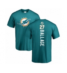 Football Miami Dolphins #27 Kalen Ballage Aqua Green Backer T-Shirt