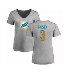 Football Women's Miami Dolphins #3 Josh Rosen Ash Name & Number Logo T-Shirt