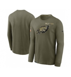 Men's Philadelphia Eagles Football Olive 2021 Salute To Service Performance Long Sleeve T-Shirt