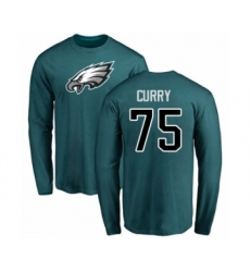 Philadelphia Eagles #75 Vinny Curry Green Name & Number Logo Long Sleeve T-Shirt