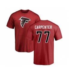 Football Atlanta Falcons #77 James Carpenter Red Name & Number Logo T-Shirt