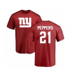 Football New York Giants #21 Jabrill Peppers Red Name & Number Logo T-Shirt