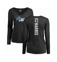 Football Women's Detroit Lions #43 Will Harris Black Backer Long Sleeve T-Shirt