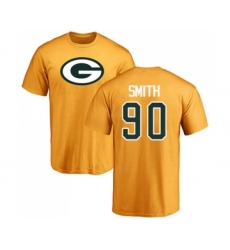 Football Green Bay Packers #90 Za'Darius Smith Gold Name & Number Logo T-Shirt