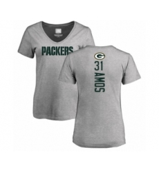 Football Women's Green Bay Packers #31 Adrian Amos Ash Backer V-Neck T-Shirt