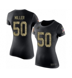 Football Women's Carolina Panthers #50 Christian Miller Black Camo Salute to Service T-Shirt