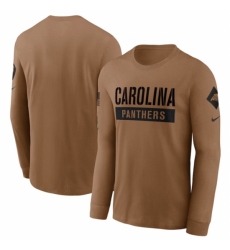 Men's Carolina Panthers 2023 Brown Salute To Service Long Sleeve T Shirt