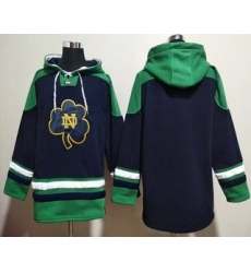 Men's Notre Dame Fighting Irish Blank Navy Ageless Must Have Lace Up Pullover Hoodie