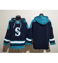 Men's Seattle Mariners Blank Navy Lace-Up Pullover Hoodie