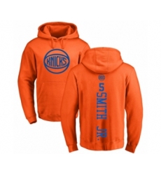 Basketball New York Knicks #5 Dennis Smith Jr. Orange One Color Backer Pullover Hoodie