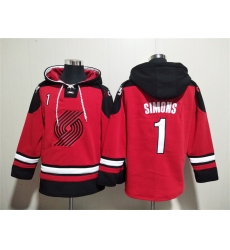Men's Portland Trail Blazers #1 Anfernee Simons Red Lace-Up Pullover Hoodie