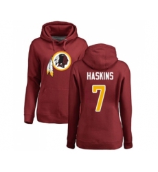 Football Women's Washington Redskins #7 Dwayne Haskins Maroon Name & Number Logo Pullover Hoodie