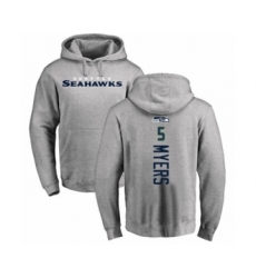 Football Seattle Seahawks #5 Jason Myers Ash Backer Pullover Hoodie