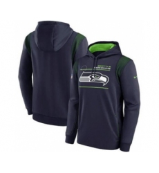 Men's Seattle Seahawks 2021 Navy Sideline Logo Performance Pullover Hoodie