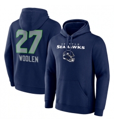 Men's Seattle Seahawks #27 Riq Woolen Navy Team Wordmark Player Name & Number Pullover Hoodie