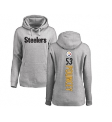Football Women's Pittsburgh Steelers #53 Maurkice Pouncey Ash Backer Pullover Hoodie