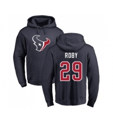 Football Houston Texans #29 Bradley Roby Navy Blue Name & Number Logo Pullover Hoodie