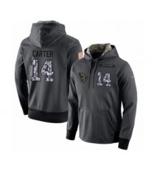 Football Men's Houston Texans #14 DeAndre Carter Stitched Black Anthracite Salute to Service Player Performance Hoodie