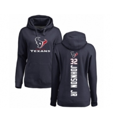 Football Women's Houston Texans #32 Lonnie Johnson Navy Blue Backer Pullover Hoodie