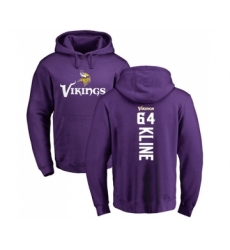 Football Minnesota Vikings #64 Josh Kline Purple Name & Number Logo Pullover Hoodie