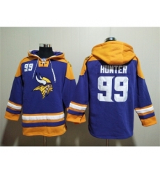 Men's Minnesota Vikings #99 Danielle Hunter Purple Yellow Ageless Must-Have Lace-Up Pullover Hoodie