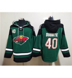 Men's Minnesota Wild #40 Devan Dubnyk Green Ageless Must-Have Lace-Up Pullover Hockey Hoodie
