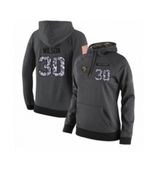 Football Women's San Francisco 49ers #30 Jeff Wilson Stitched Black Anthracite Salute to Service Player Performance Hoodie