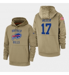Men's Buffalo Bills #17 Josh Allen 2019 Salute to Service Sideline Therma Pullover Hoodie - Tan