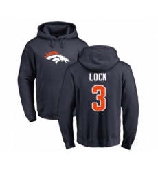 Football Denver Broncos #3 Drew Lock Navy Blue Name & Number Logo Pullover Hoodie